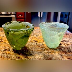 Vintage Recycled Glass Candle Holders-Set of 2